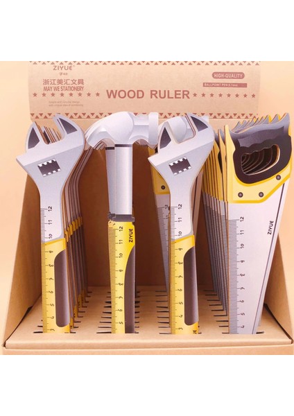 Lytwtw'nin Sevimli Yenilik Düz Cetvel Ahşap Araçları Kırtasiye Çizim Hediye Ofis Okul Tedarik Komik Pense Çekiç Anahtarı (Yurt Dışından)