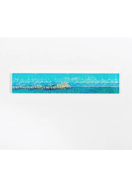 Uzak Deniz Tarzı Sanat Galerisi Boyama Düz Cetvel 15CM Akrilik Plastik Ölçme Kuralı Yıldızlı Gece Gün Doğumu Çiçek Ofis Okul Malzemeleri A6318 (Yurt Dışından)