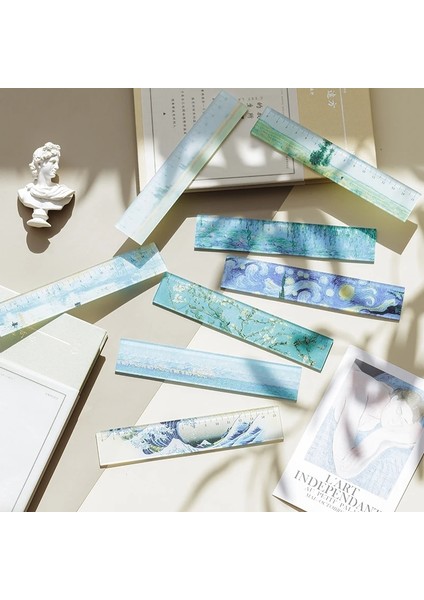 Uzak Deniz Tarzı Sanat Galerisi Boyama Düz Cetvel 15CM Akrilik Plastik Ölçme Kuralı Yıldızlı Gece Gün Doğumu Çiçek Ofis Okul Malzemeleri A6318 (Yurt Dışından) indirimleri