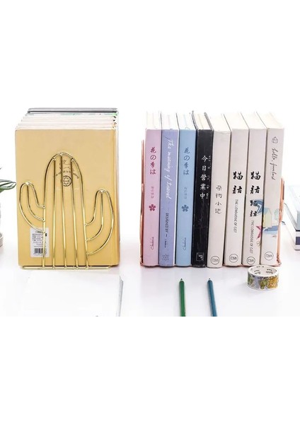 Sarı Stil Hava Yaratıcı Kaktüs Şekilli Metal Kitap Ayracı Kitap Desteği Standı Masa Düzenleyici Depolama Tutucu Raf (Yurt Dışından) fırsatları