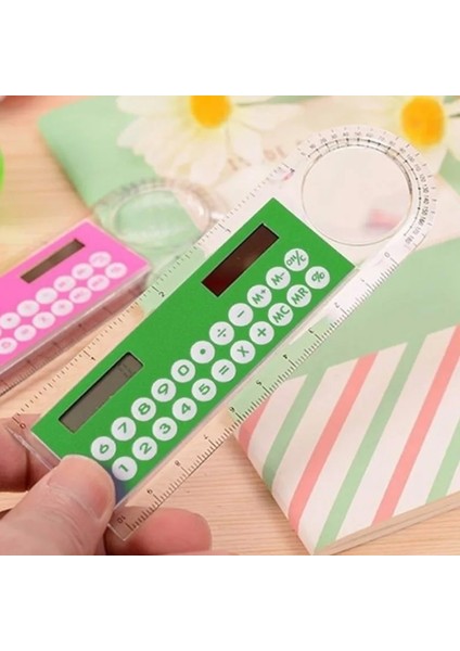 Yeşil Stil Çok Işlevli Güneş M 1 Cetveller Hesap Makinesi Büyüteç Çok Işlevli 10CM Ultra-Ince Cetvel Ofis Kırtasiye Malzemeleri (Yurt Dışından) indirimleri