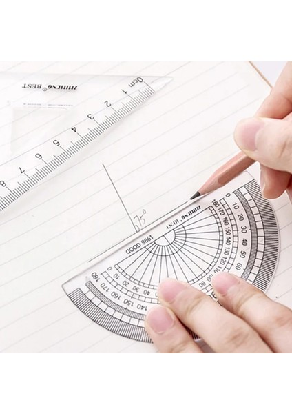 15CM Cetvel Stili Matematik Geometri Aracı Plastik Şeffaf Cetvel Setleri Öğrenci Okul Ofisi Için Düz Kural Üçgen Cetvel Iletki Kiti Içerir (Yurt Dışından) fırsatları
