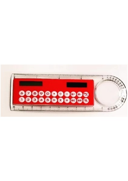 Kırmızı Stil Güneş Hesap Makinesi ile Mini Ultra-Ince Düz Cetvel Büyüteç Çok Işlevli Hesap Makinesi 10CM Okul Ofis Malzemeleri (Yurt Dışından)