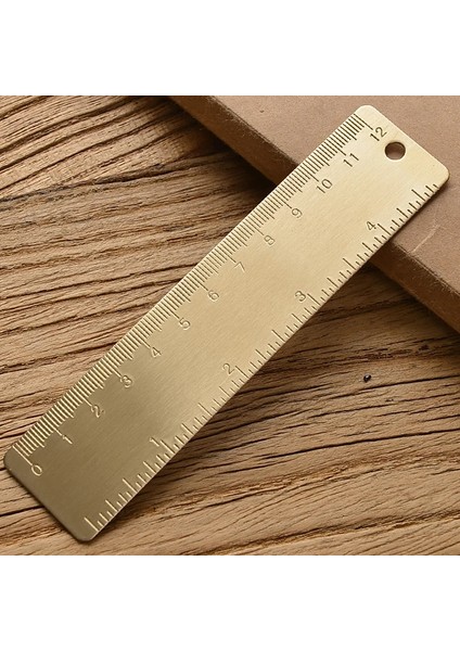 12CM Cetvel Stili Retro Pirinç Düz Cetvel Öğrenci Okul Ofis Kırtasiye Metal Üçgen Cetveller Iletki Boyama Çizim Ölçme Araçları (Yurt Dışından)