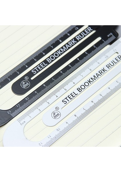 Siyah 12CM Tarzı 12CM Beyaz Siyah Renk Çelik Bookmark Cetvel, Cep Boyu Iletki Düz Cetvel Metal Clool Öğrenci Malzemeleri A6593 (Yurt Dışından)