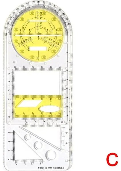 C Stili Çok Fonksiyonlu Geometrik Cetvel Geometrik Çizim Şablonu Okul Ofis Mimarisi Tedarik Dıy Çizim Için Ölçme Aracı (Yurt Dışından)