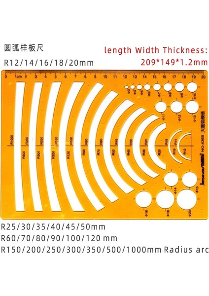 NO.4369 Tarzı Dairesel Oval Cetvel Dayanıklı K Reçine Çizim Tasarımı Mobilya Mimarı Şablon Çizimi Cetvel Şablonu Ölçüm Cetveli (Yurt Dışından)