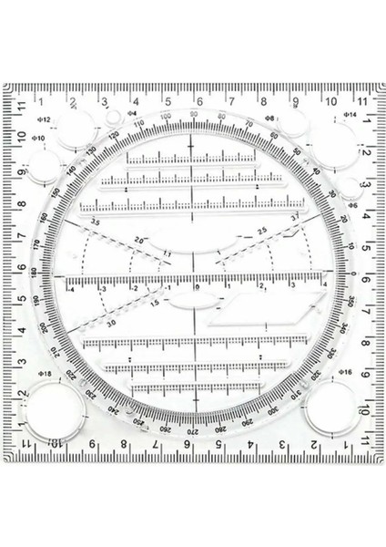 Siyah Stil Çok Fonksiyonlu Geometrik Şablon Cetvel Çizim Cetvel Ölçme Aracı Okul Ofis Malzemeleri (Yurt Dışından)
