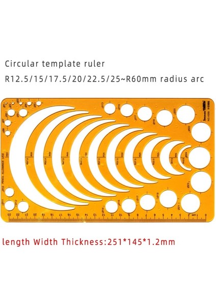 NO.4356 Tarzı Dairesel Oval Cetvel Dayanıklı K Reçine Çizim Tasarımı Mobilya Mimarı Şablon Çizimi Cetvel Şablonu Ölçüm Cetveli (Yurt Dışından)