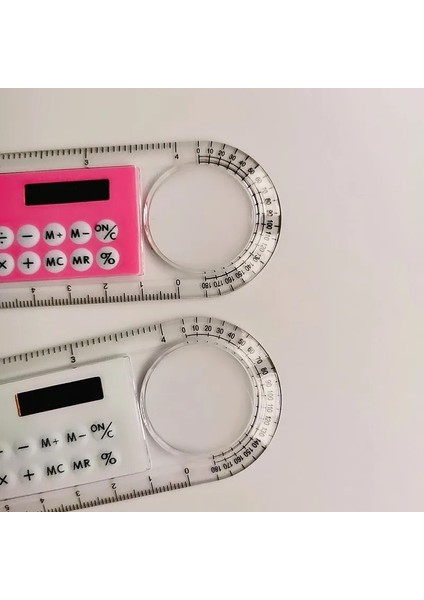 Pembe Tarzı Güneş Hesap Makinesi ile Mini Ultra-Ince Düz Cetvel Büyüteç Çok Işlevli Hesap Makinesi 10CM Okul Ofis Malzemeleri (Yurt Dışından) fırsatları