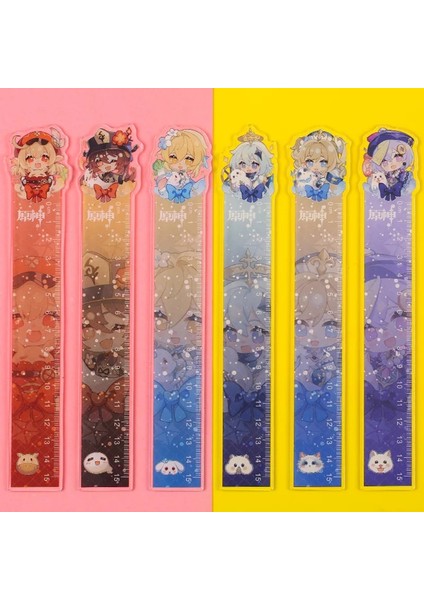 No.11 Stili Ge Etki Cetveller Seti Anime Cetvel Kawaii Kırtasiye Karikatür Barbatos Okul Malzemeleri Çocuk Sevimli Öğrenci Kırtasiye Ofis Xiao (Yurt Dışından) fırsatları