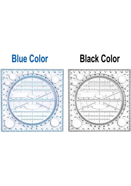 Mavi Renk Stili Çok Işlevli Dönebilen Çizim Şablonu Sanat Tasarım Inşaat Mimar Stereo Geometri Daire Çizimi Ölçme Ölçeği Cetvel (Yurt Dışından) indirimleri