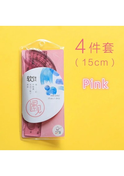 Pembe 15CM Tarzı Et Yumuşak Bükülebilir Düz Cetvel 15CM 20CM Iletki Üçgen Kural Plastld Öğrenci Kırtasiye Malzemeleri (Yurt Dışından)
