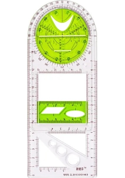 Şeffaf Yeşil Stil Çok Fonksiyonlu Geometrik Şablon Cetvel Çizim Cetvel Hareketli Ölçme Aracı Okul Ofis Cetvel Malzemeleri (Yurt Dışından)