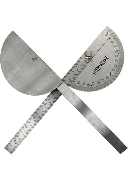 C Stili Paslanmaz Çelik Iletki Yuvarlak Kafa Döner Açı Kuralı Metal Kol Cetvel Ayarlanabilir Çok Işlevli Matematik Ölçme Aracı (Yurt Dışından)