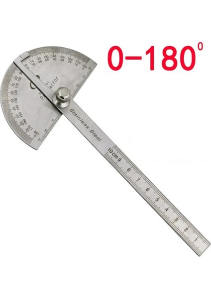 C Stili Paslanmaz Çelik Iletki Yuvarlak Kafa Döner Açı Kuralı Metal Kol Cetvel Ayarlanabilir Çok Işlevli Matematik Ölçme Aracı (Yurt Dışından)