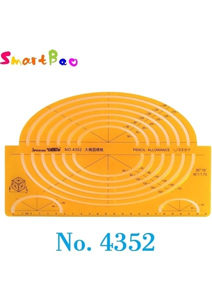 NO.4352 Tarzı Plastik Çizim Şablonu Cetvel Seti Oluşturma Geometrik Çizim Cetvel Çizim Çizimleri Mimari (Yurt Dışından)