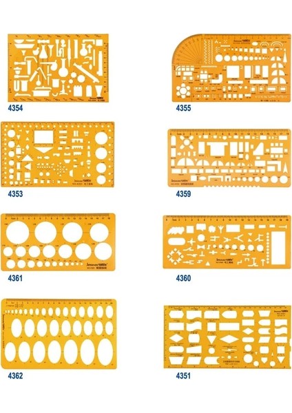 NO.4352 Tarzı Plastik Çizim Şablonu Cetvel Seti Oluşturma Geometrik Çizim Cetvel Çizim Çizimleri Mimari (Yurt Dışından) modelleri