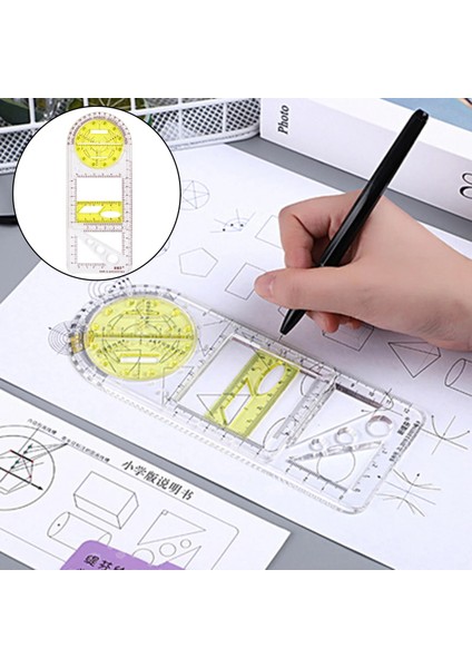 Stila-Sarı Stil Çok Fonksiyonlu Geometrik Cetvel Geometrik Çizim Şablonu Açı ve Daire Oluşturucu Okul Ofis Mimarisi Için Geometrik Çizim (Yurt Dışından) fırsatları
