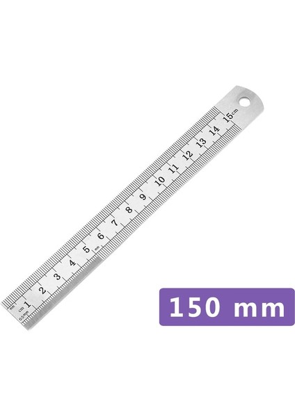 150MM Tarzı Çift Taraflı Paslanmaz Çelik Düz Cetvel Metal Ölçekli Hassas Ölçme El Aleti Kırtasiye Çizim Aksesuarı (Yurt Dışından)