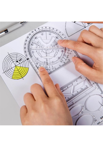 Şeffaf Stil Çok Fonksiyonlu Geometrik Şablon Cetvel Çizim Cetvel Hareketli Ölçme Aracı Okul Ofis Cetvel Malzemeleri (Yurt Dışından) indirimleri