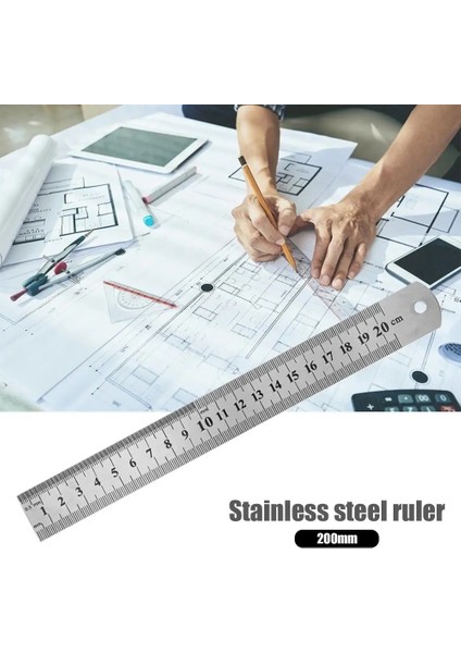 150MM Tarzı Dikiş Ayağı Dikiş Paslanmaz Çelik Metal Düz Cetvel Hassas Çift Taraflı Ölçme Aleti Cetvel (Yurt Dışından)