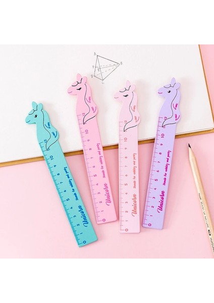 Mavi Stil Lytwtw'nin Kawaii Aksesuarları Karikatür Unicorn Ahşap Ölçme Düz Cetvel Öğrenci Okul Ofis Malzemeleri Kırtasiye (Yurt Dışından) fırsatları