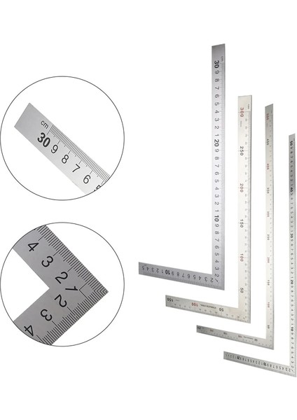 1,2 mm Kalınlığında 15X30 cm Stili Paslanmaz Çelik L Şekli Cetvel Çift Taraflı Cetvel Ölçme Aracı Metal Ofis Okul Malzemeleri Için Düz 90 Derece Açı Cetvel (Yurt Dışından)