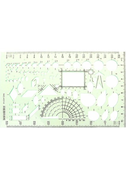 NO.4308 Tarzı 9 Farklı Cetvel Yeşil Plastik Daireler Geometrik Şablon Cetvel Stencil Ölçme Aracı Öğrenciler (Yurt Dışından) fırsatları
