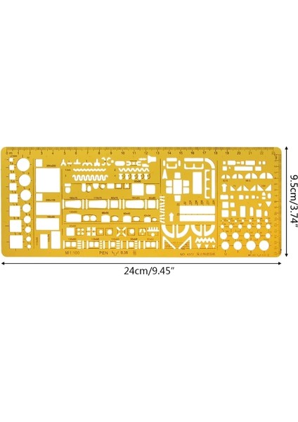 5AC1100478 Stili Profesyonel Mimari Şablon Cetvel Çizimleri Stencil Ölçme Aracı Temini (Yurt Dışından)