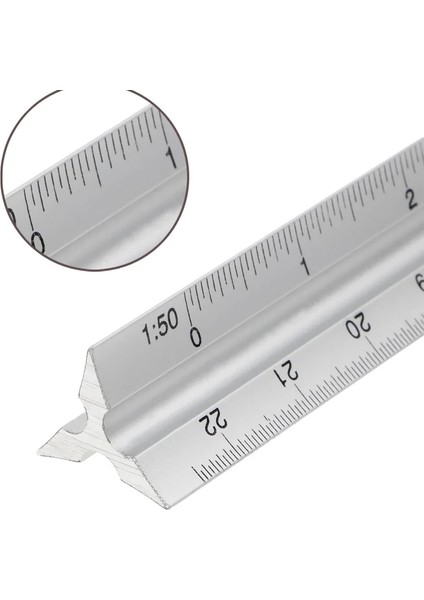 30CM Alüminyum Metal Üçgen Ölçekli Mimar Mühendis Teknik Cetvel 12" (Yurt Dışından)