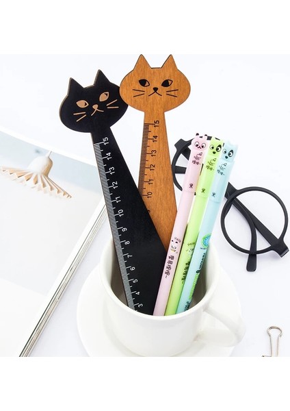 Siyah Stil Yaratıcı Karikatür Kedi Cetvel Çizim Ahşap Cetvel Öğrenci Kırtasiye Sevimli Kedi Kitty Yüz Kırtasiye Ahşap Cetvel Dikiş Cetvel Hediye (Yurt Dışından) fiyatları