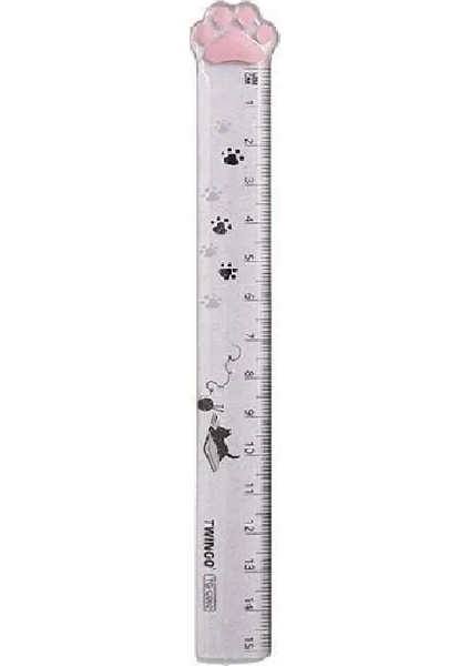 Gri Tarzı Yaratıcı Sevimli Karikatür Hayvan Kedi Pençesi 15 cm Plastik Kawaii Cetvel Öğrenci Ödülü Okul Ofis Malzemeleri Kırtasiye Sevimli Cetvel (Yurt Dışından)