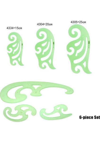 6 Adet Eğri Cetvel Stili Geometrik Çizim Şablonu Seti Şerit Ölçme Cetveli Tasarım Ofisi Için Şeffaf Plastik Çok Amaçlı Çizim Cetvel (Yurt Dışından)