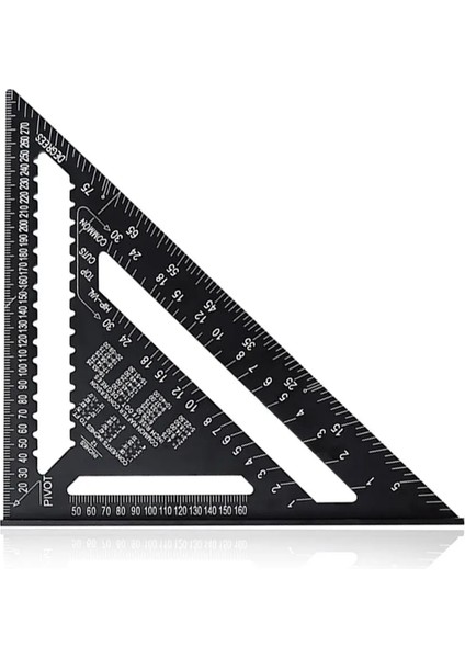 12 Inç Tarzı Sıcak Siyah Açı Cetvel Metrik Alüminyum Alaşım Üçgen Ölçme Cetvel Doğrama Hız Kare Üçgen Açı Iletki (Yurt Dışından)