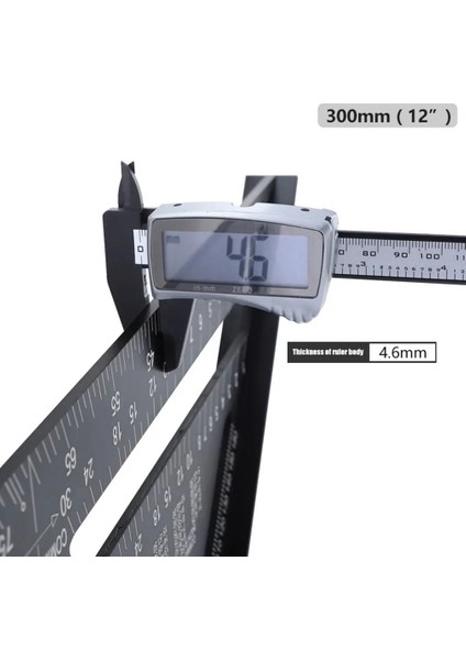 12 Inç Tarzı Sıcak Siyah Açı Cetvel Metrik Alüminyum Alaşım Üçgen Ölçme Cetvel Doğrama Hız Kare Üçgen Açı Iletki (Yurt Dışından) fırsatları