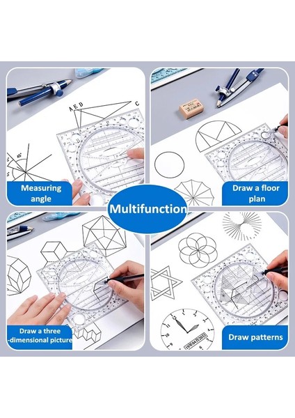 1 Adet Mavi Stil Yaratıcı Çok Fonksiyonlu Çizim Cetvel Matematiksel Geometri Şablonu Öğrenci Scribe El Kitabı Tasarım Çizim Cetvel (Yurt Dışından) fırsatları