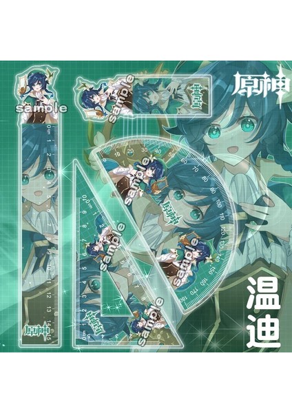 YC-2168 Stili Ge Etki Cetveller Karikatür Anime Kinsen Xiao Paimon Öğrenci Üçgen Cetvel Seti Iletki Okul Malzemeleri Taslağı Tedarik (Yurt Dışından)