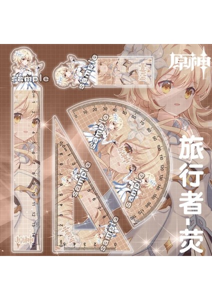 YC-2168 Stili Ge Etki Cetveller Karikatür Anime Kinsen Xiao Paimon Öğrenci Üçgen Cetvel Seti Iletki Okul Malzemeleri Taslağı Tedarik (Yurt Dışından) modelleri