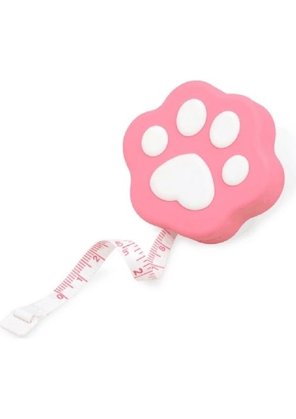 Pembe Stil Mini Kedi Pençesi Şeklinde Geri Çekilebilir Vücut Ölçü Bandı Basmalı Düğmeli Geri Çekme Vücut Bezi Dikiş Terzileri Için Ölçme Bandı (Yurt Dışından)