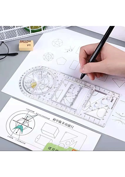 Mavi-Lise Tarzı 2021 Yeni Çok Işlevli Dönebilen Çizim Şablonu Cetvel Geometrik Ölçme Ressamlığı Öğretim Cetvel Öğrenciler Için Çizim Cetvel (Yurt Dışından)