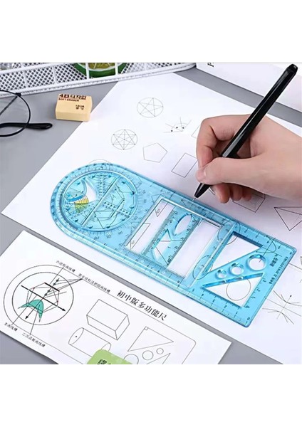 Mavi-Lise Tarzı 2021 Yeni Çok Işlevli Dönebilen Çizim Şablonu Cetvel Geometrik Ölçme Ressamlığı Öğretim Cetvel Öğrenciler Için Çizim Cetvel (Yurt Dışından)