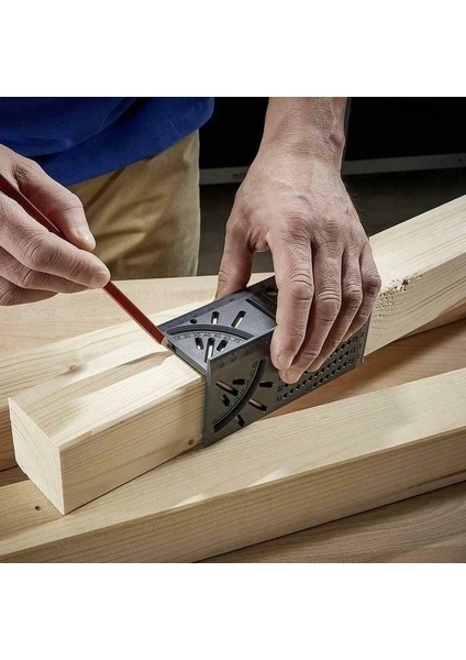 Yeşil Stil Ahşap Çalışma Cetvel 3D Gönye Açı Ölçme Ölçer Kare Hassas Çift Taraflı Ölçme Aracı (Yurt Dışından)