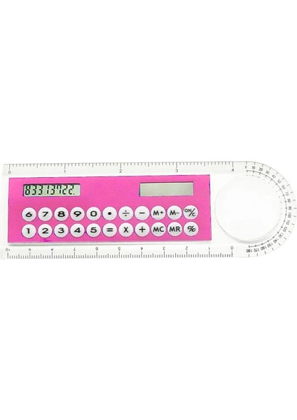 Pembe Tarzı Çok Işlevli Güneş M 1 Cetveller Hesap Makinesi Büyüteç Çok Işlevli 10CM Ultra-Ince Cetvel Ofis Kırtasiye Malzemeleri (Yurt Dışından)