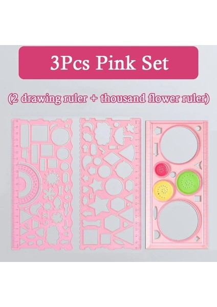 Pembe Tarzı Öğrenciler Için 3 Adet Geometrik Cetvel Matematik Çizim Çizim Araçları Öğrenme Boyama Çocuk Bulmaca Oyuncaklar Spirograph Sanat Araçları (Yurt Dışından)