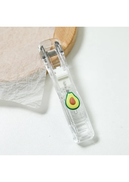 Avokado Tarzı Şeffaf Sevimli Kırtasiye Zımba Kitap Ciltleme Makinesi Tek Parmakla Dokunuşla Zımbalama Yeniden Kullanılabilir Zımba Okul Ofis Aksesuarları (Yurt Dışından)