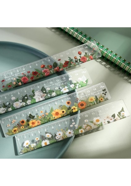 No.4 Tarzı Kawaii Çiçekler Plastik Cetvel Düz Cetvel Açık Santimetre ile Öğrenci Okul Ofisi Için Akrilik Ölçme Aracıyla Görün (Yurt Dışından) fiyatları