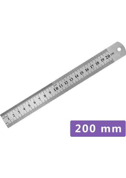 200MM Tarzı Çift Taraflı Paslanmaz Çelik Düz Cetvel Metal Ölçekli Hassas Ölçme El Aleti Kırtasiye Çizim Aksesuarı (Yurt Dışından)