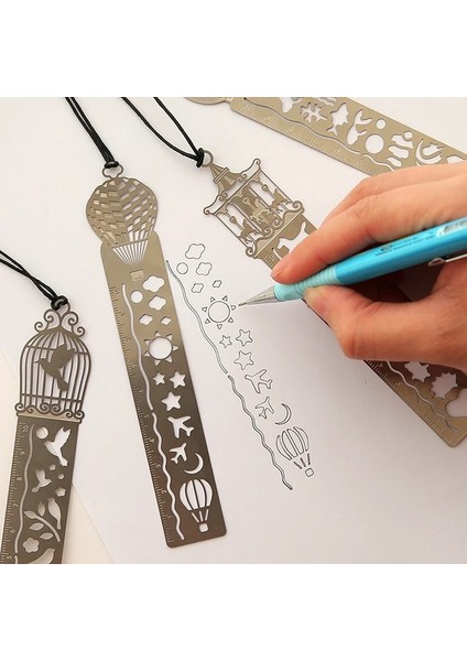 D Stili Ute Kawaii Yaratıcı At Birdcage Hollow Metal Imi Cetvel Çocuklar Için Öğrenci Hediye Okul Malzemeleri (Yurt Dışından) modelleri