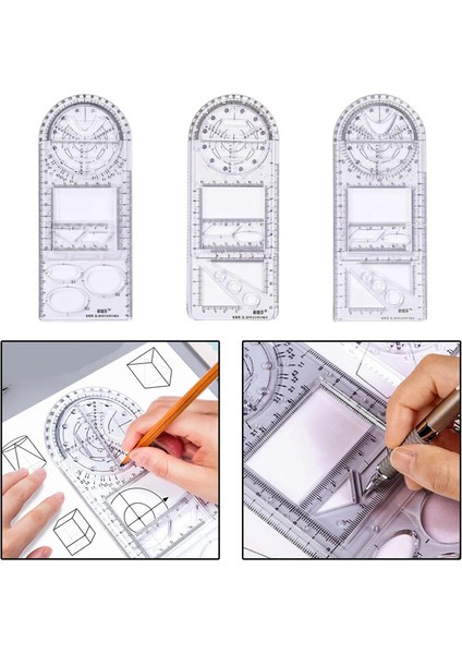 Stilc Stili Çok Fonksiyonlu Geometrik Cetvel Geometrik Çizim Şablonu Açı ve Daire Oluşturucu Okul Ofis Mimarisi Için Geometrik Çizim (Yurt Dışından) fiyatları